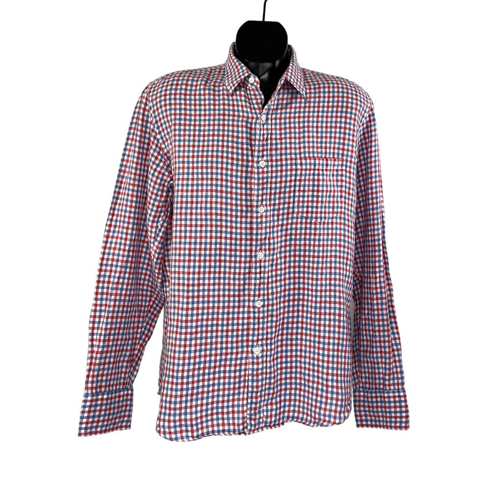 J. Crew Irish Linen Check Button Down Shirt Baird McNutt 43645